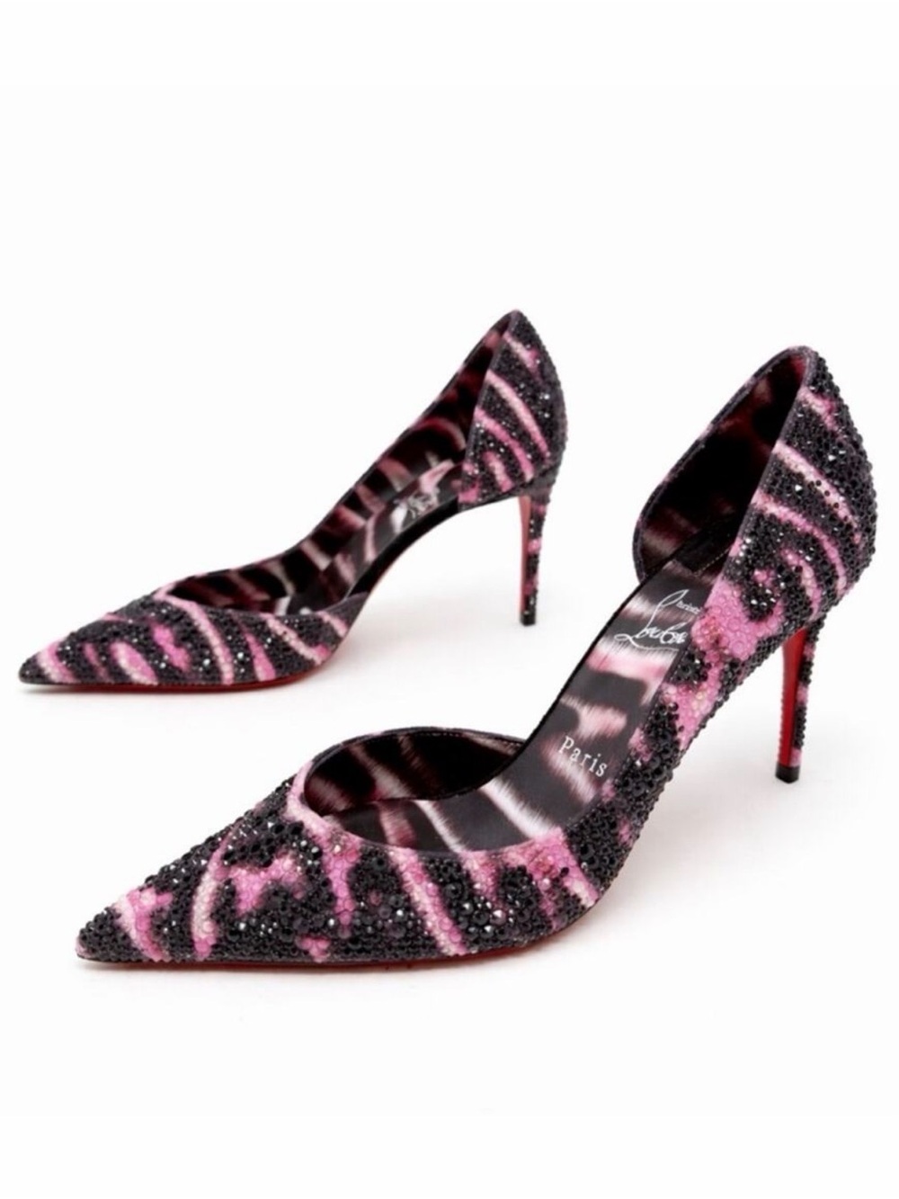 Christian Louboutin Iriza Strass Quagga D’Orsay Heels Womens Size EU 39